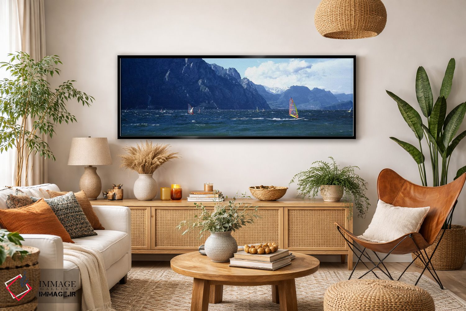 تابلو دکوراتیو Lake Garda, Italy,ویندسرفینگ روی دریاچه، دریاچه گاردا… اثر پانورامیک ایمجز - D4B