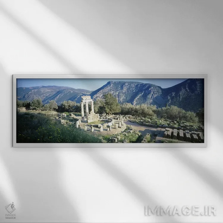 تابلو دکوراتیو The Tholos, Ruins of the ancient monument,یونان، دلفی… اثر پانورامیک ایمجز - نمای قابدار سفید