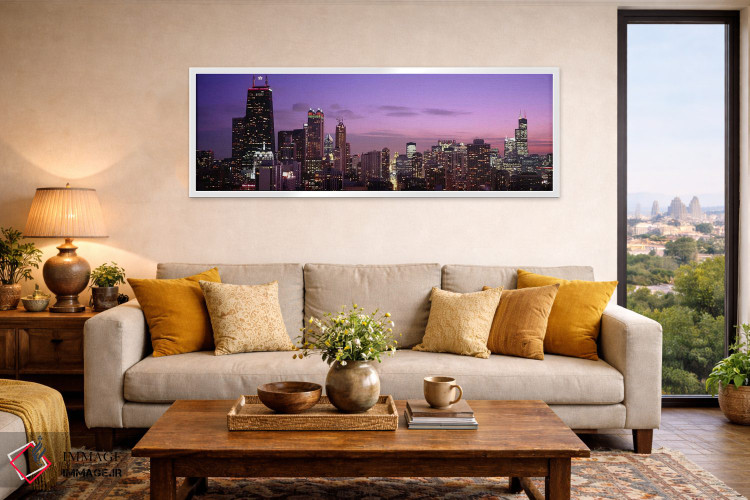 تابلو دکوراتیو Chicago, Illinois, USA,ساختمان های روشن شده هنگام غروب… اثر پانورامیک ایمجز - D4W