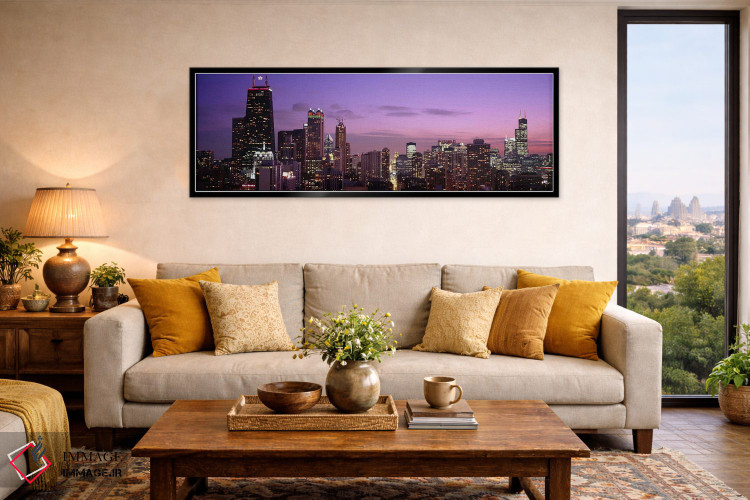 تابلو دکوراتیو Chicago, Illinois, USA,ساختمان های روشن شده هنگام غروب… اثر پانورامیک ایمجز - D6B
