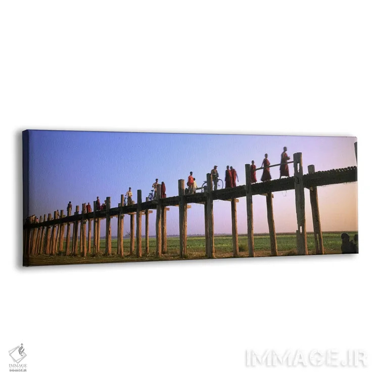 تابلو دکوراتیو Mandalay, U Bein Bridge, People crossing over the bridg… اثر پانورامیک ایمجز - نمای پرسپکتیو محصول