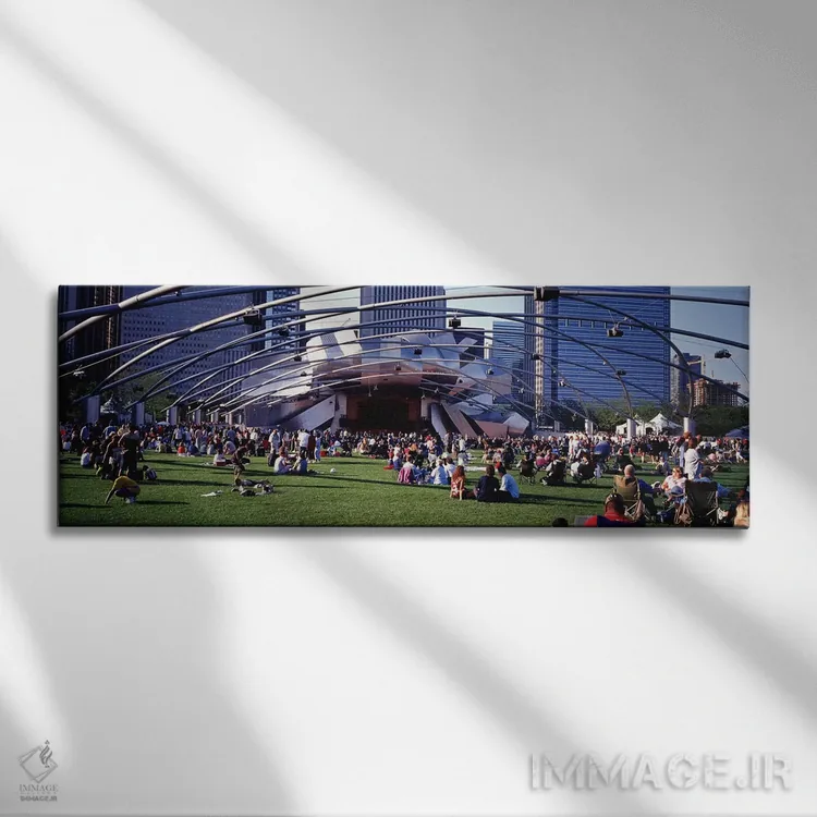 تابلو دکوراتیو Millennium Park, Chicago, Illinois, USA,مردم در چمنزار… اثر پانورامیک ایمجز - نمای روبهرو روی دیوار