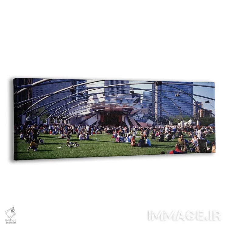 تابلو دکوراتیو Millennium Park, Chicago, Illinois, USA,مردم در چمنزار… اثر پانورامیک ایمجز - نمای پرسپکتیو محصول