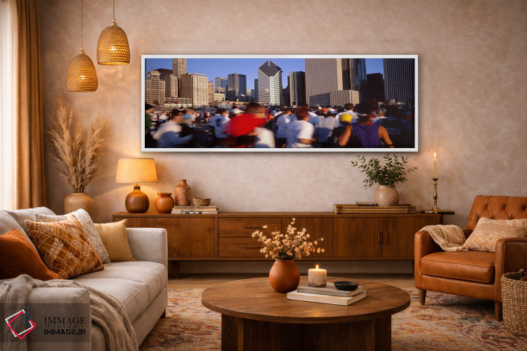 تابلو دکوراتیو Chicago, Illinois, USA,گروهی از افراد در حال دویدن در م… اثر پانورامیک ایمجز - D4W