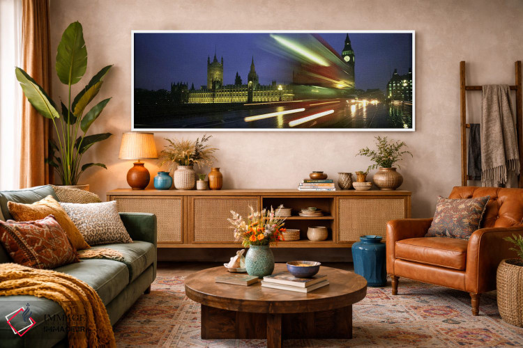 تابلو دکوراتیو London, England, United Kingdom,نمای محو از ترافیک شب ر… اثر پانورامیک ایمجز - D3W