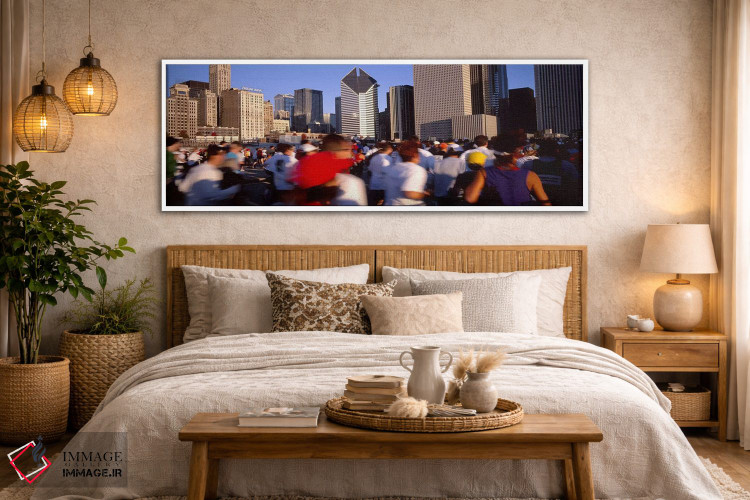 تابلو دکوراتیو Chicago, Illinois, USA,گروهی از افراد در حال دویدن در م… اثر پانورامیک ایمجز - D5W