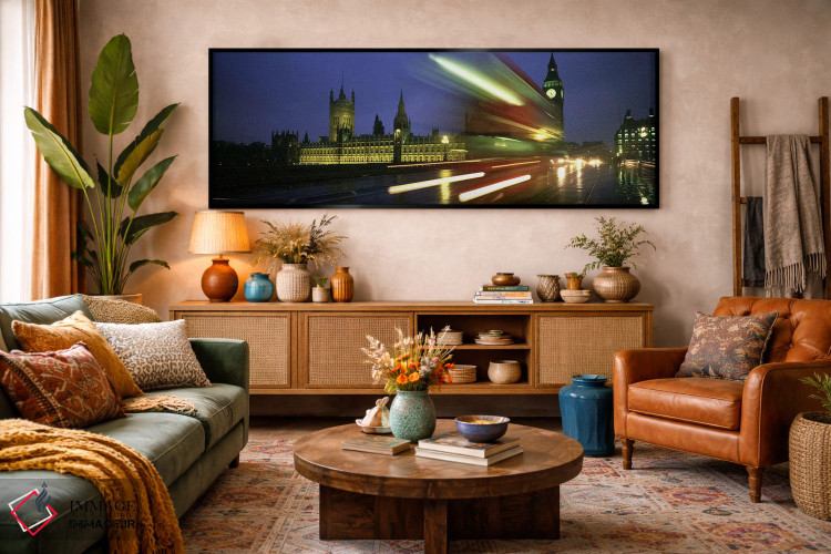 تابلو دکوراتیو London, England, United Kingdom,نمای محو از ترافیک شب ر… اثر پانورامیک ایمجز - D4B