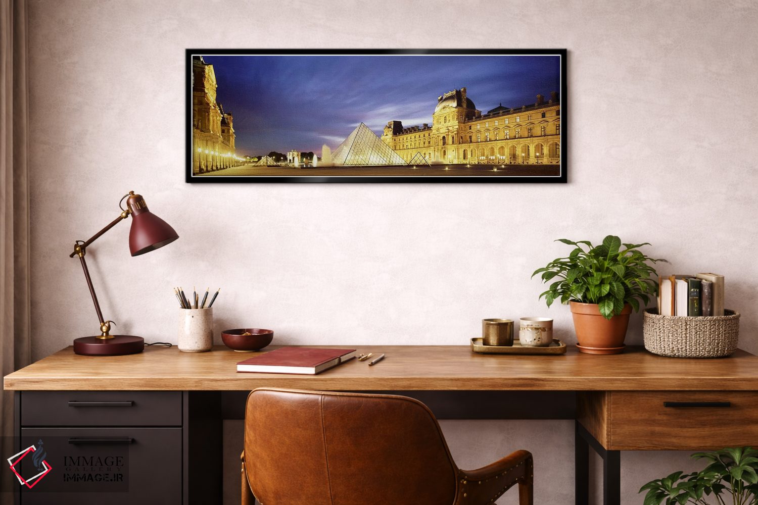 تابلو دکوراتیو Paris, France,آسمان باشکوه بالای مجموعه روشن شده موزه ل… اثر پانورامیک ایمجز - D4B