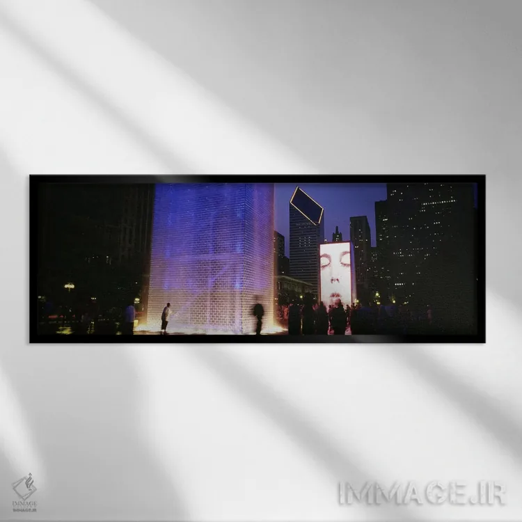 تابلو دکوراتیو The Crown Fountain, Millennium Park, Chicago, Illinois… اثر پانورامیک ایمجز - نمای قابدار مشکی
