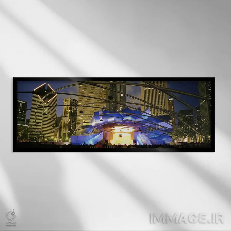 تابلو دکوراتیو Chicago, Millennium Park, Pritzker Pavilion, Spectators… اثر پانورامیک ایمجز - نمای قابدار مشکی