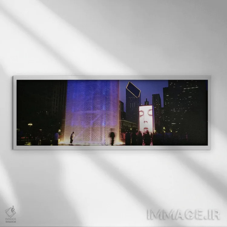 تابلو دکوراتیو The Crown Fountain, Millennium Park, Chicago, Illinois… اثر پانورامیک ایمجز - نمای قابدار سفید