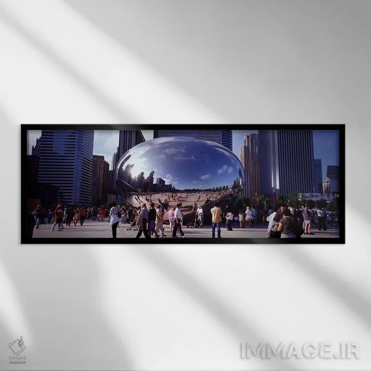 تابلو دکوراتیو Chicago, Millennium Park, SBC Plaza, Tourists walking i… اثر پانورامیک ایمجز - نمای قابدار مشکی