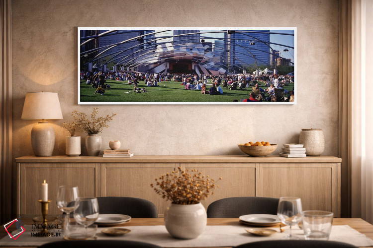تابلو دکوراتیو Millennium Park, Chicago, Illinois, USA,مردم در چمنزار… اثر پانورامیک ایمجز - D2W