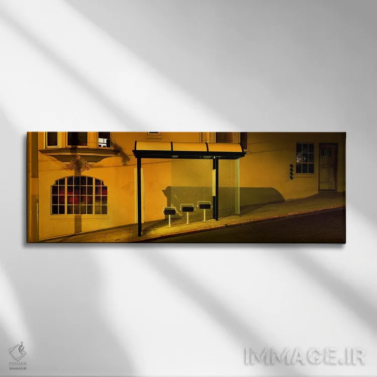 تابلو دکوراتیو San Francisco, Bus stop at night,ایالات متحده آمریکا، ک… اثر پانورامیک ایمجز - نمای روبهرو روی دیوار