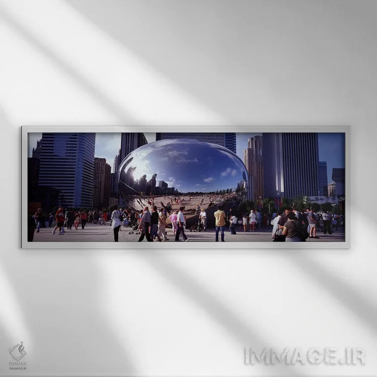 تابلو دکوراتیو Chicago, Millennium Park, SBC Plaza, Tourists walking i… اثر پانورامیک ایمجز - نمای قابدار سفید