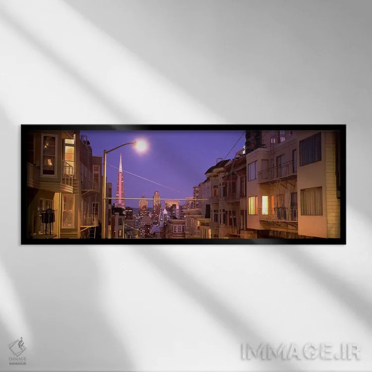 تابلو دکوراتیو San Francisco, California, USA,شهر در شب، سان فرانسیسکو… اثر پانورامیک ایمجز - نمای قابدار مشکی