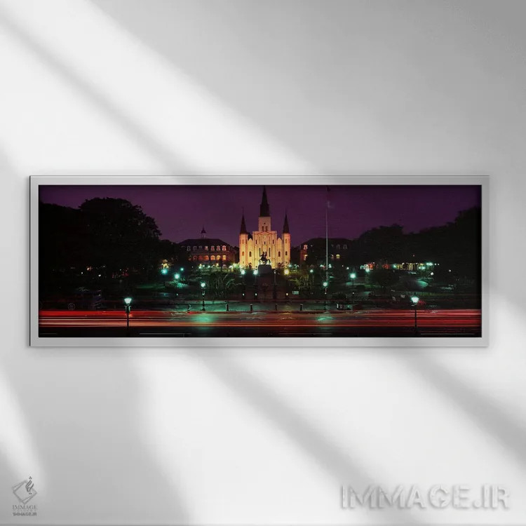 تابلو دکوراتیو Jackson Square, St. Louis Cathedral, French Quarter, Ne… اثر پانورامیک ایمجز - نمای قابدار سفید