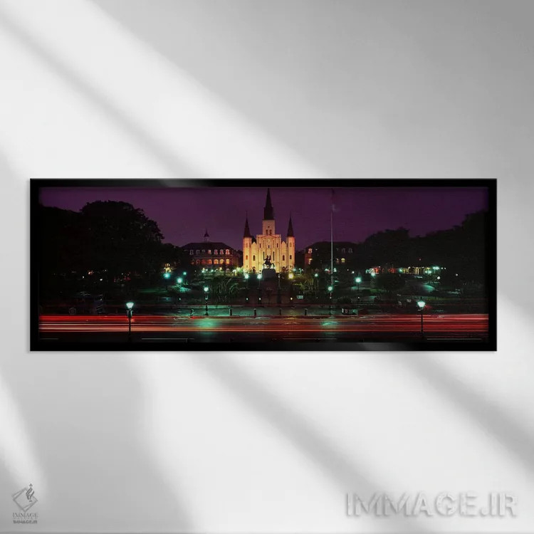تابلو دکوراتیو Jackson Square, St. Louis Cathedral, French Quarter, Ne… اثر پانورامیک ایمجز - نمای قابدار مشکی