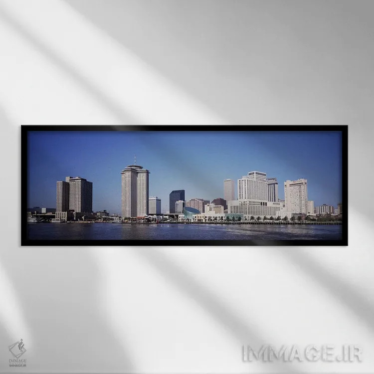 تابلو دکوراتیو Mississippi River, New Orleans, Louisiana, USA,ساختمان… اثر پانورامیک ایمجز - نمای قابدار مشکی