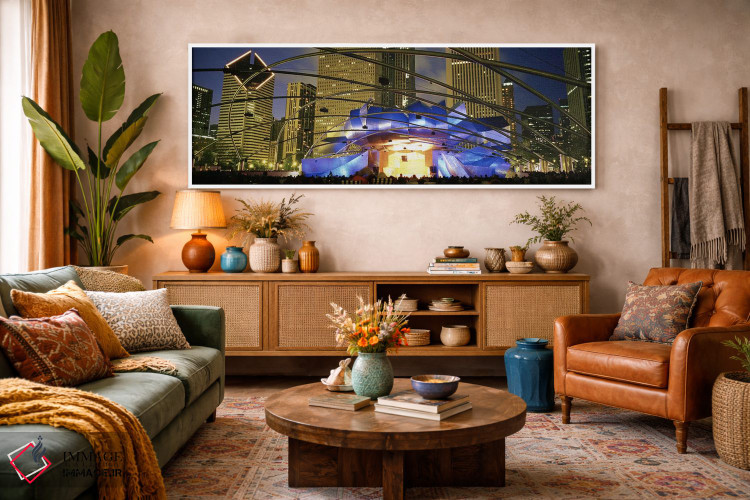 تابلو دکوراتیو Chicago, Millennium Park, Pritzker Pavilion, Spectators… اثر پانورامیک ایمجز - D3W