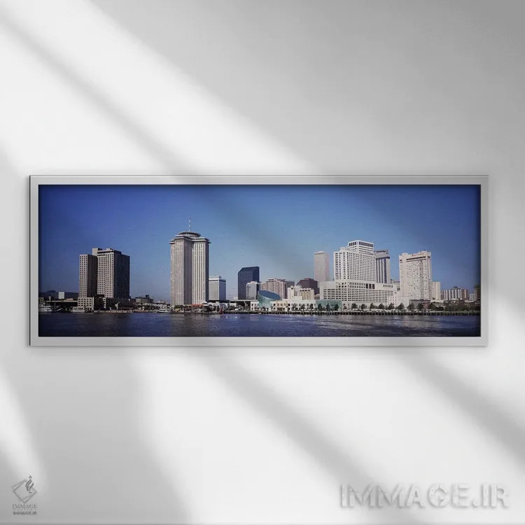 تابلو دکوراتیو Mississippi River, New Orleans, Louisiana, USA,ساختمان… اثر پانورامیک ایمجز - نمای قابدار سفید
