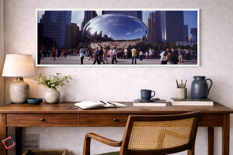تابلو دکوراتیو Chicago, Millennium Park, SBC Plaza, Tourists walking i… اثر پانورامیک ایمجز - D1W