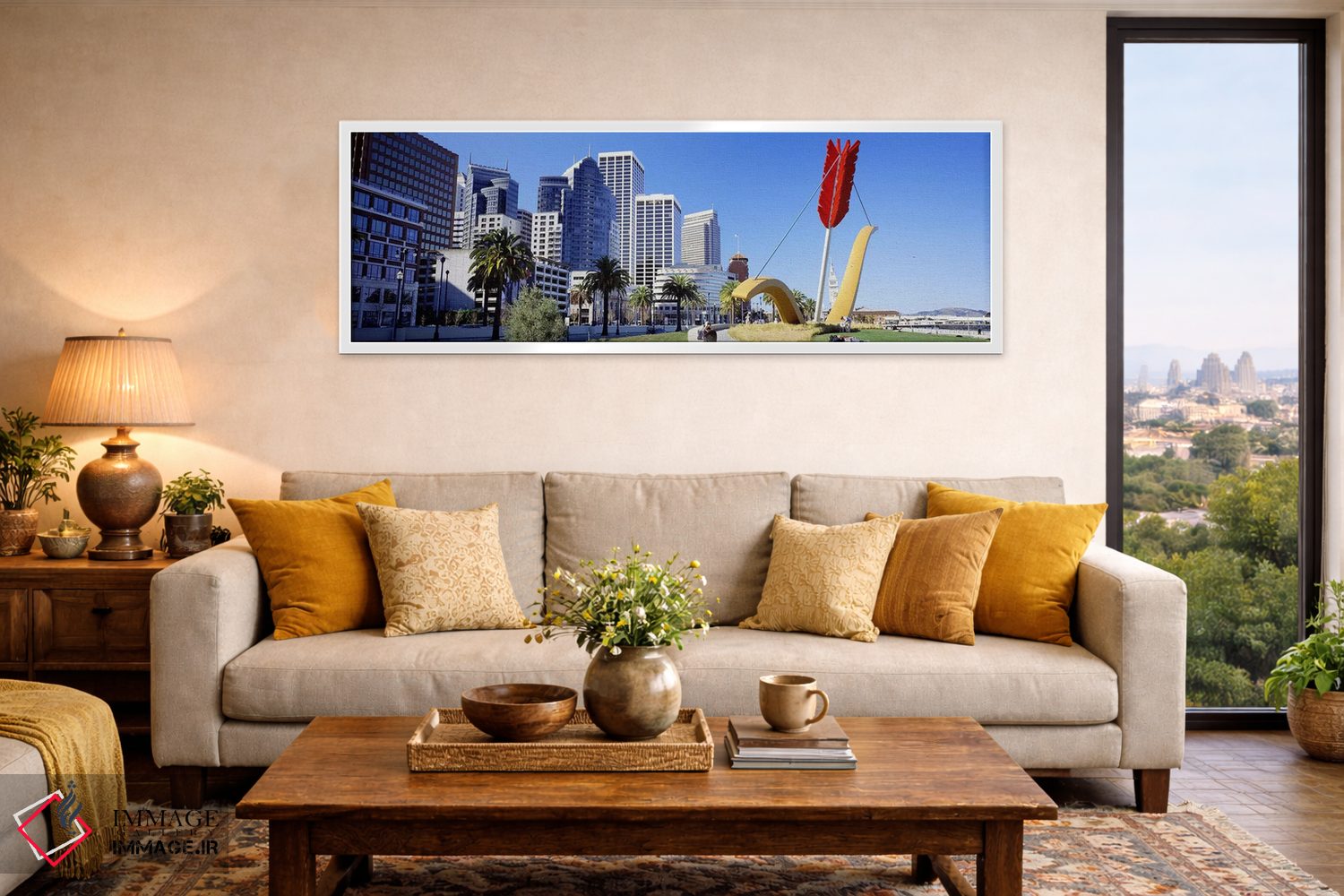 تابلو دکوراتیو San Francisco, Claes Oldenburg sculpture,ایالات متحده آ… اثر پانورامیک ایمجز - D3W