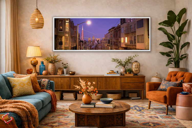 تابلو دکوراتیو San Francisco, California, USA,شهر در شب، سان فرانسیسکو… اثر پانورامیک ایمجز - D1W