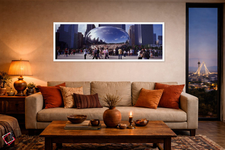 تابلو دکوراتیو Chicago, Millennium Park, SBC Plaza, Tourists walking i… اثر پانورامیک ایمجز - D4W