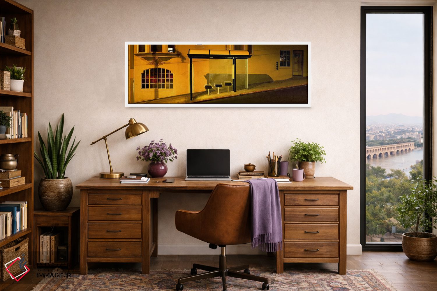 تابلو دکوراتیو San Francisco, Bus stop at night,ایالات متحده آمریکا، ک… اثر پانورامیک ایمجز - D1W