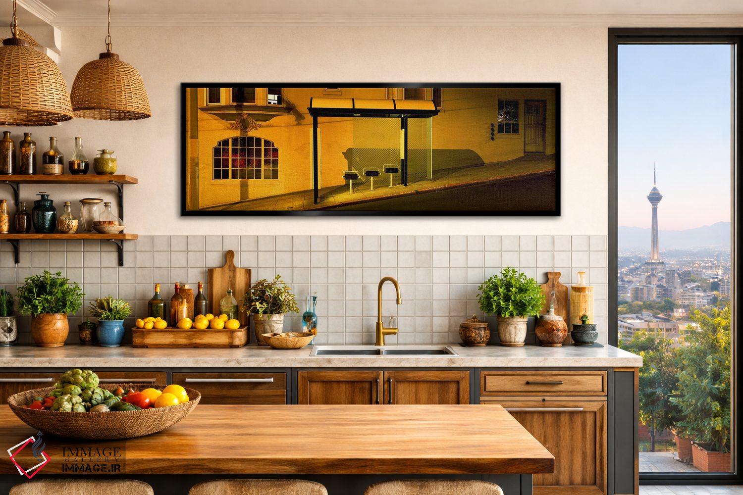 تابلو دکوراتیو San Francisco, Bus stop at night,ایالات متحده آمریکا، ک… اثر پانورامیک ایمجز - D2B