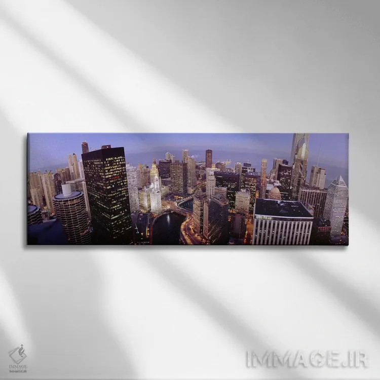 تابلو دکوراتیو Illinois, Chicago, Chicago River, High angle view of th… اثر پانورامیک ایمجز - نمای روبهرو روی دیوار