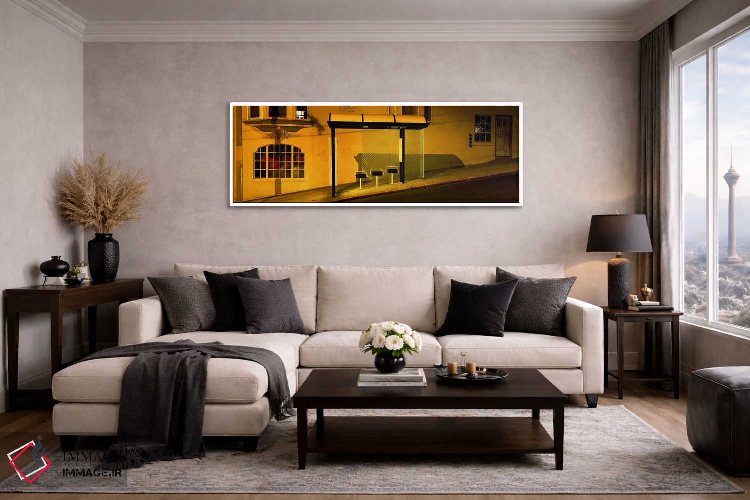 تابلو دکوراتیو San Francisco, Bus stop at night,ایالات متحده آمریکا، ک… اثر پانورامیک ایمجز - D5W