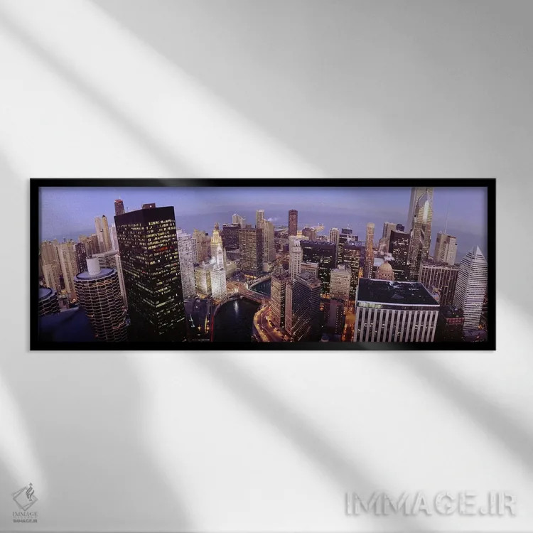 تابلو دکوراتیو Illinois, Chicago, Chicago River, High angle view of th… اثر پانورامیک ایمجز - نمای قابدار مشکی