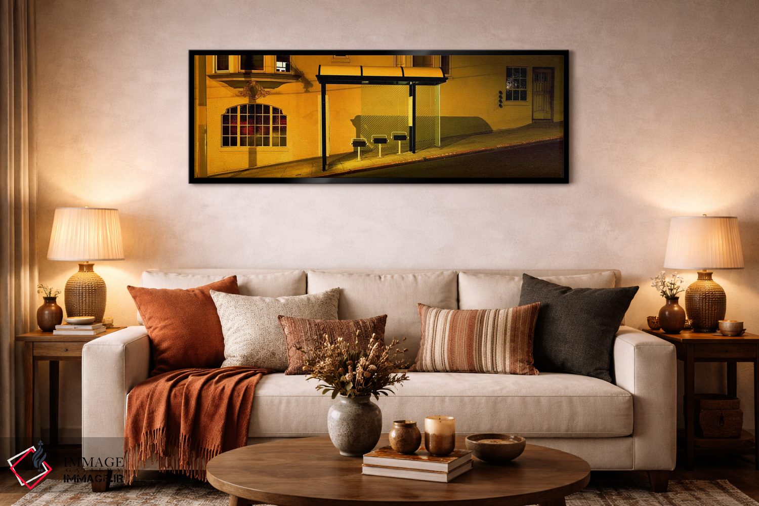 تابلو دکوراتیو San Francisco, Bus stop at night,ایالات متحده آمریکا، ک… اثر پانورامیک ایمجز - D6B