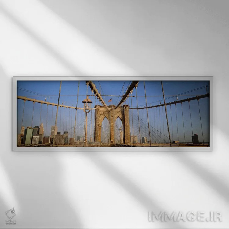 تابلو دکوراتیو New York State, New York City, Brooklyn Bridge at dawn… اثر پانورامیک ایمجز - نمای قابدار سفید
