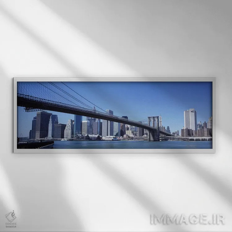 تابلو دکوراتیو New York State, New York City, Brooklyn Bridge, Skyscra… اثر پانورامیک ایمجز - نمای قابدار سفید