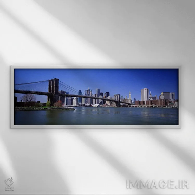 تابلو دکوراتیو New York State, New York City, Brooklyn Bridge, Skyscra… اثر پانورامیک ایمجز - نمای قابدار سفید