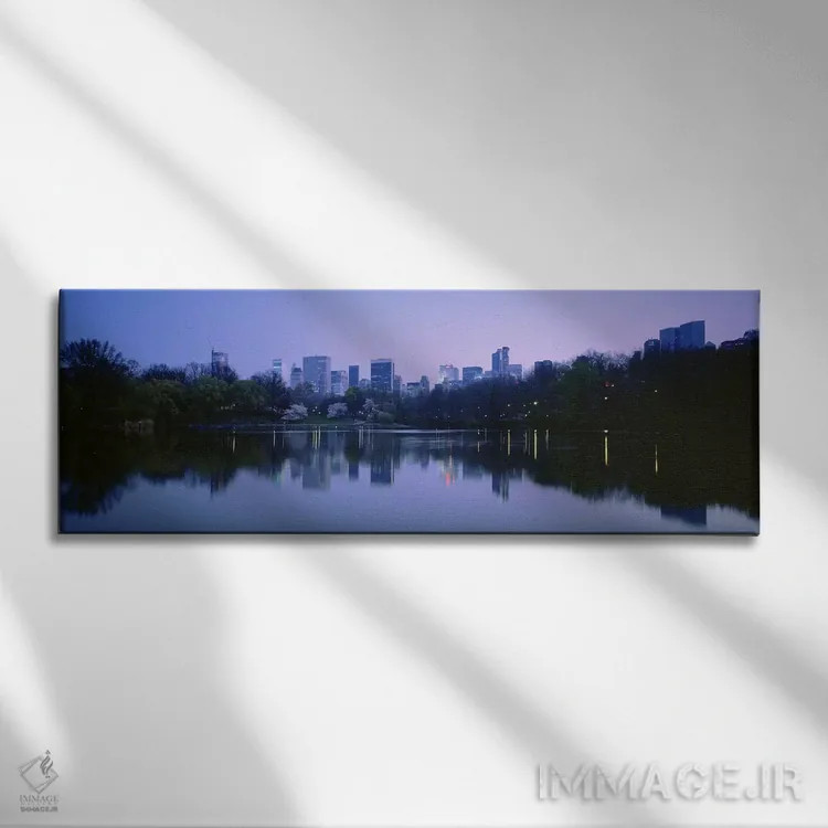 تابلو دکوراتیو New York City, Central Park Lake, Skyscrapers in a city… اثر پانورامیک ایمجز - نمای روبهرو روی دیوار