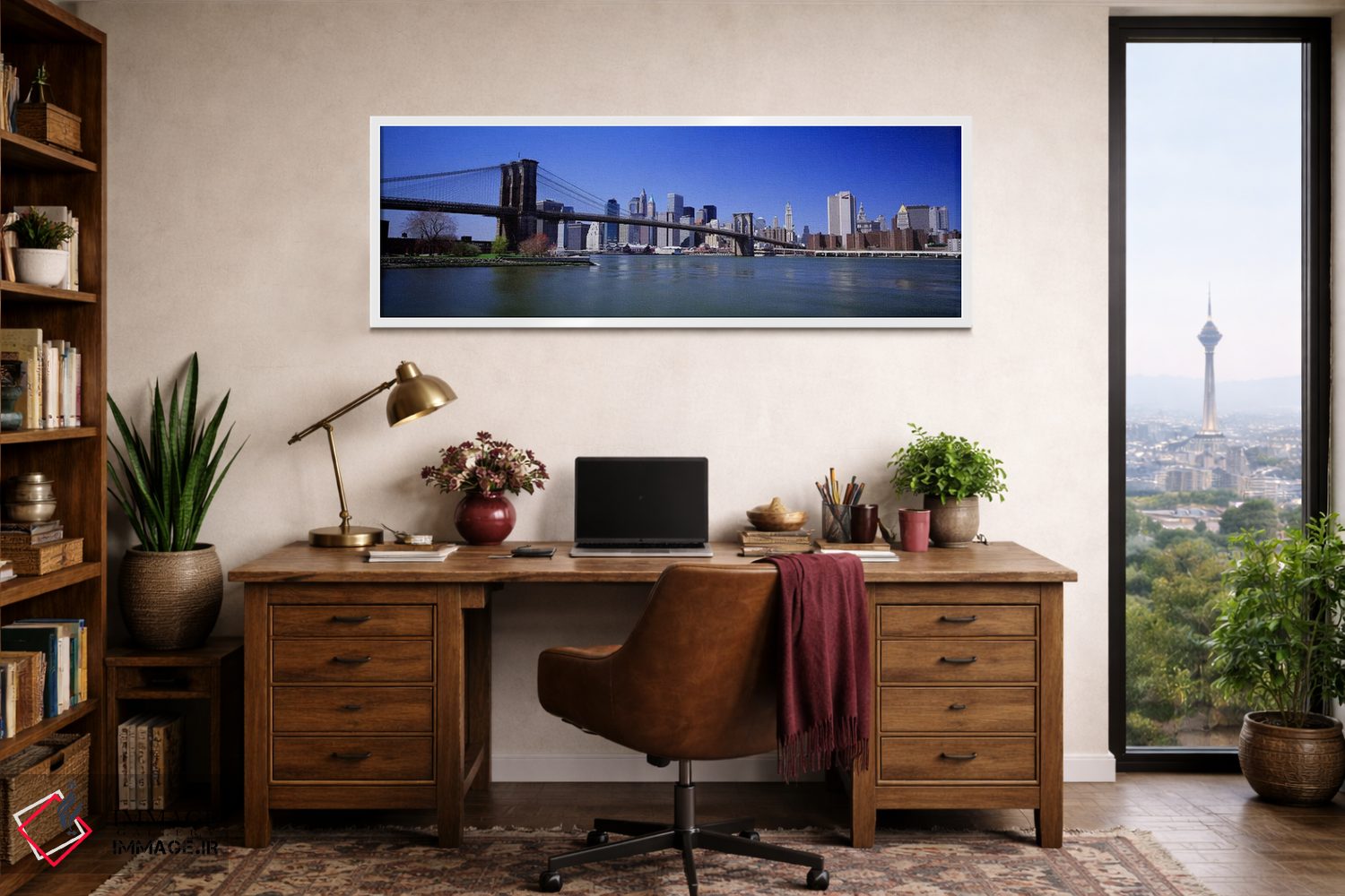تابلو دکوراتیو New York State, New York City, Brooklyn Bridge, Skyscra… اثر پانورامیک ایمجز - D1W