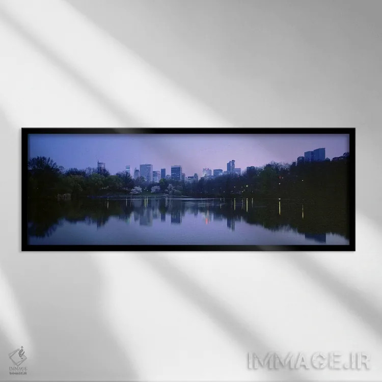 تابلو دکوراتیو New York City, Central Park Lake, Skyscrapers in a city… اثر پانورامیک ایمجز - نمای قابدار مشکی