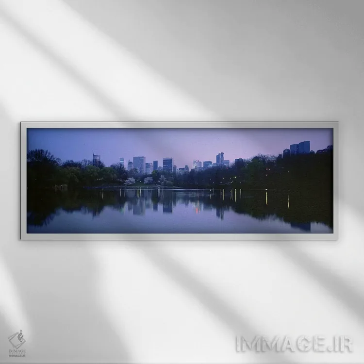 تابلو دکوراتیو New York City, Central Park Lake, Skyscrapers in a city… اثر پانورامیک ایمجز - نمای قابدار سفید