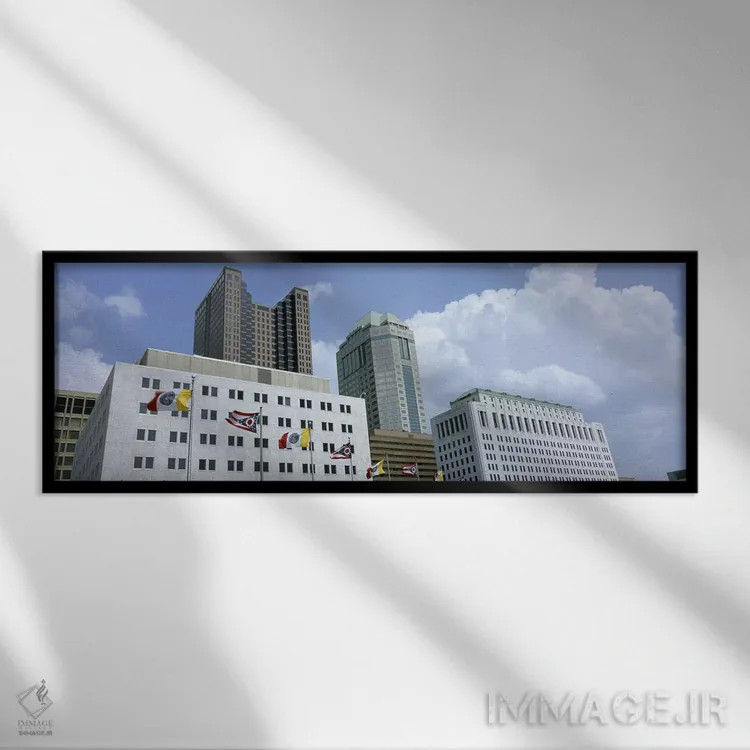 تابلو دکوراتیو Ohio, Columbus, Cloud over tall building structures #2… اثر پانورامیک ایمجز - نمای قابدار مشکی
