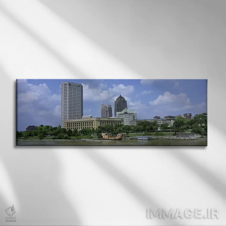 تابلو دکوراتیو Ohio, Columbus, Cloud over tall building structures,اوه… اثر پانورامیک ایمجز - نمای روبهرو روی دیوار