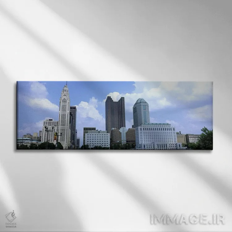 تابلو دکوراتیو Ohio, Columbus, Clouds over tall building structures,او… اثر پانورامیک ایمجز - نمای روبهرو روی دیوار