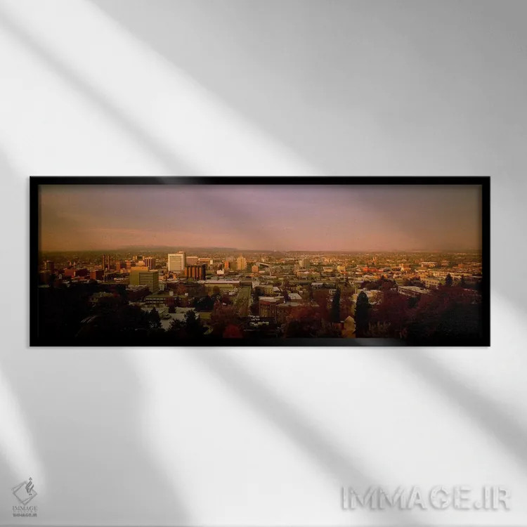 تابلو دکوراتیو Washington, Spokane, Cliff Park, High angle view of bui… اثر پانورامیک ایمجز - نمای قابدار مشکی