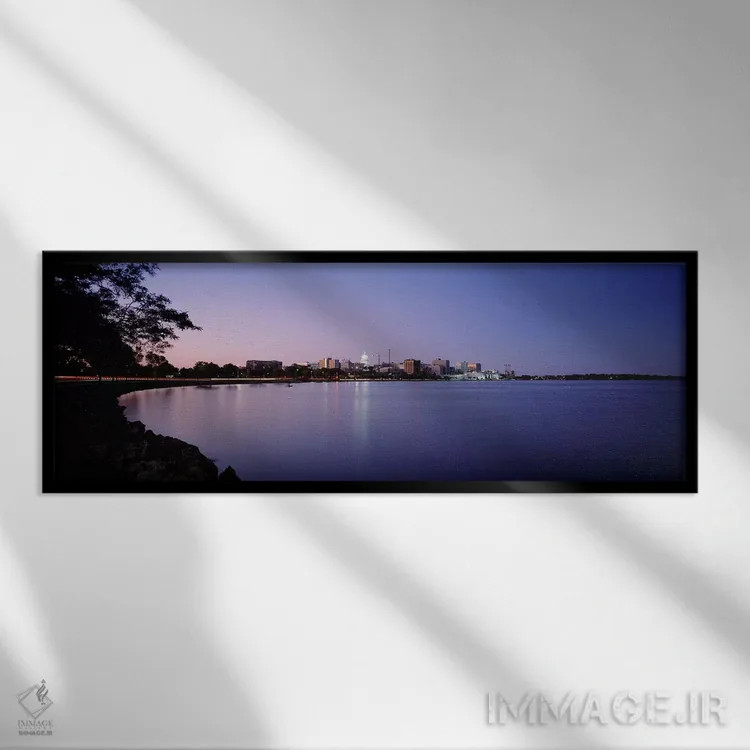 تابلو دکوراتیو Lake Monona, Madison, Wisconsin, USA,ساختمان ها در امتد… اثر پانورامیک ایمجز - نمای قابدار مشکی