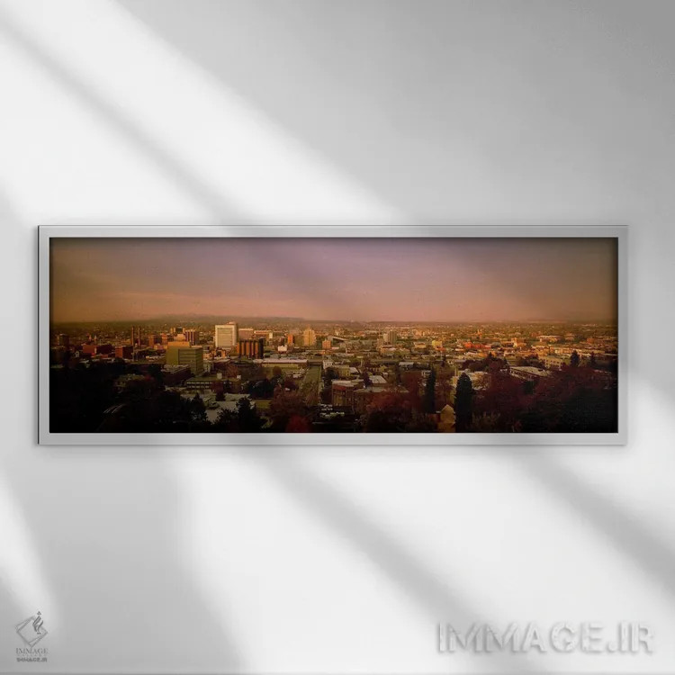 تابلو دکوراتیو Washington, Spokane, Cliff Park, High angle view of bui… اثر پانورامیک ایمجز - نمای قابدار سفید
