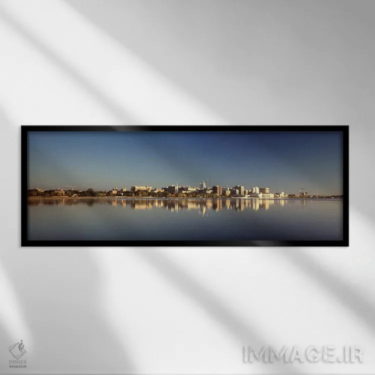 تابلو دکوراتیو Wisconsin, Madison, Lake Monona, City on a waterfront,و… اثر پانورامیک ایمجز - نمای قابدار مشکی