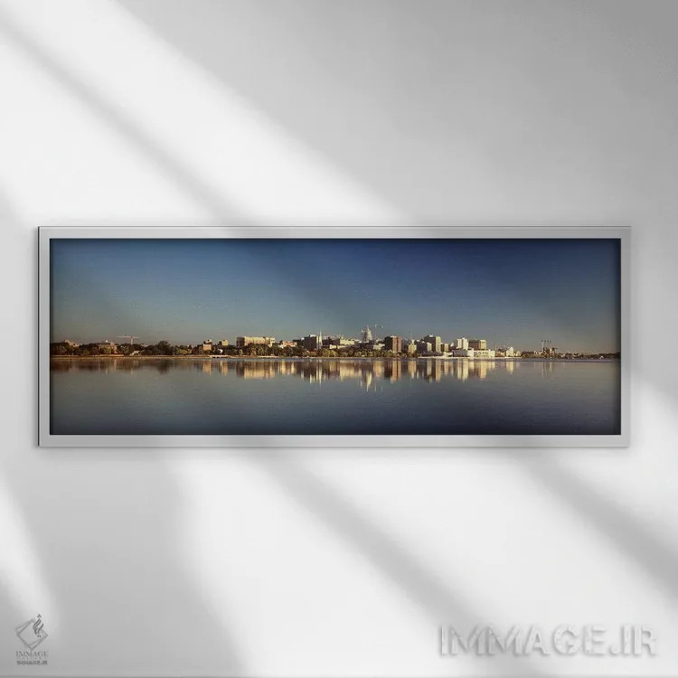 تابلو دکوراتیو Wisconsin, Madison, Lake Monona, City on a waterfront,و… اثر پانورامیک ایمجز - نمای قابدار سفید